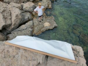 Roques i Mar iniciant la obra en Sant Pere Pescador